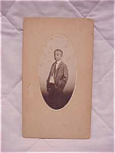 Antique Or Vintage Cabinet Photograph Of Young Boy Wearing Cap