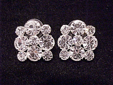Brilliant Clear Rhinestone Pierced Earrings