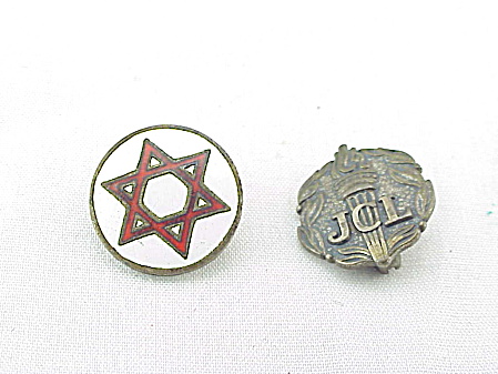 2 Vintage Pins - Enamel Star Of David And Sterling Silver Jcl
