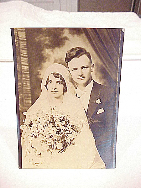 Vintage 1920's Or 1930's Wedding Couple Photograph