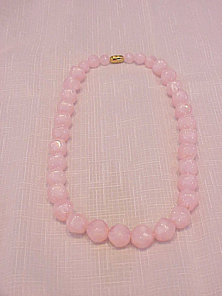 Opalescent Pink Lucite Bead Choker Necklace