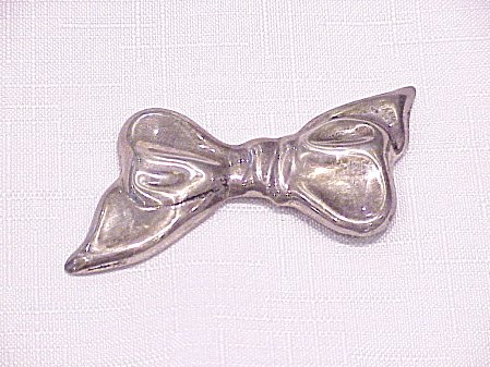 Large Taxco Mexican Sterling Silver Bow Brooch Signed Cii Tm