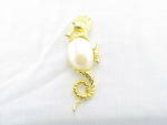 GOLD TONE SEAHORSE BROOCH WITH PEARL BELLY