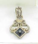 ART NOUVEAU STYLE STERLING SILVER AND BLACK ONYX STONE PENDANT