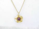 VINTAGE SARAH COVENTRY RED RHINESTONE FLOWER PENDANT NECKLACE