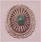 NATIVE AMERICAN POSSIBLE STERLING SILVER TURQUOISE STAMPED BROOCH