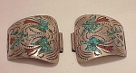 NATIVE AMERICAN STERLING SILVER TURQUOISE CORAL WATCH TIPS SIGNED SDC
