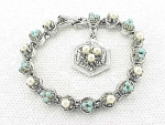 VINTAGE SIGNED ART PEARL AND TURQUOISE BRACELET WITH CHARM