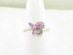 STERLING SILVER PINK SAPPHIRE, PINK TOPAZ AND AMETHYST GEMSTONE RING