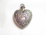 VICTORIAN STERLING SILVER HEART SNUFF OR PERFUME BOTTLE PENDANT