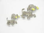 VINTAGE PAIR OF PUPPY DOG ENAMEL SCATTER PIN BROOCHES