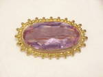 ANTIQUE VICTORIAN EDWARDIAN PINK GLASS RHINESTONE BROOCH SIGNED MKN