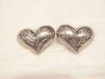 STERLING SILVER HEART SHAPED PIERCED EARRINGS WITH ETCHING