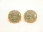 VINTAGE LARGE GOLD TONE CUFFLINKS WITH JADE STONES