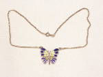 STERLING SILVER AND ENAMEL BUTTERFLY NECKLACE SIGNED AR ITALY