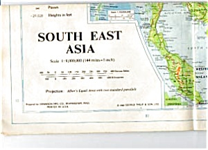 Map Southeast Asia India Borneo 1968 Auc032224