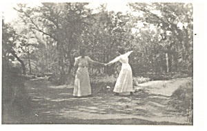 Two Dancing Victorian Women Postcard Cs0417