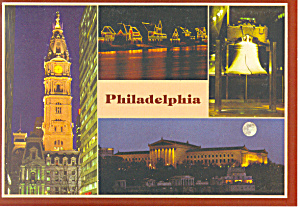 Philadelphia Pa At Night Postcard Cs1369