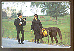 Amish Seasons, Young Family Postcard Cs1774