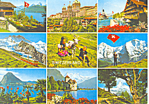 Nine Views Switzerland Postcard Cs1869