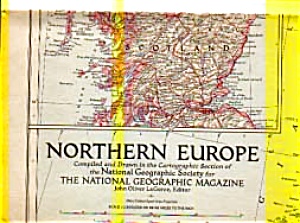 Northern Europe Nat Geo Map 1954 Feb2956