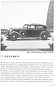 1934 Lincoln Two Window Town Sedan Ad Jan1991