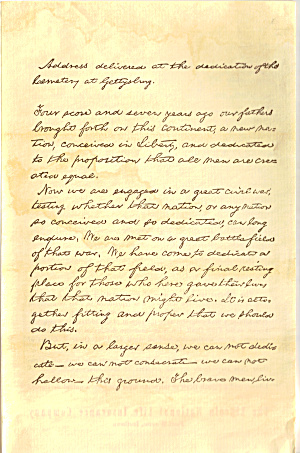 Souvenir Facsimile Of The Gettysburg Address Lp0518