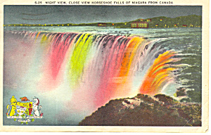 Night View Horseshoe Falls Niagara Falls Postcard N1192