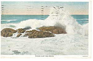 Ocean Surf And Rocks Postcard P10469 1935