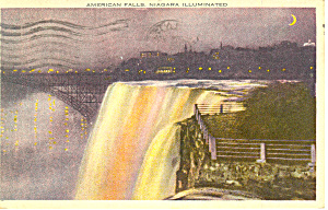 American Falls Illuminated Postcard P12941 1937