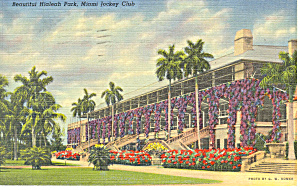 Hialeah Park Miami Fl Jockey Club Postcard P14929 1940