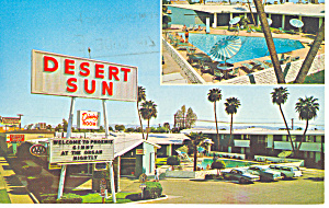 Desert Sun Motel Phoenix Az Postcard P16051 Vintage Cars