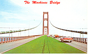 Mackinac Bridge Mackinac Island Mi Postcard P18607 Cars 50s