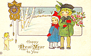 Happy New Years Card Wiith Small Children P18845