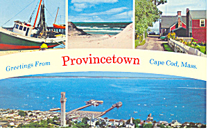 Provincetown Cape Cod Massachusetts Four Views Postcard P19413