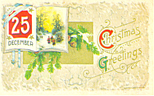 December 25 Snow Scene Christmas Postcard P19506