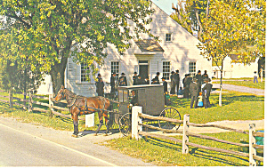 Mennonite Carriage At Church Postcard P19981