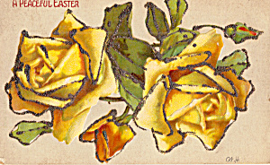 Easter Vintage Postcard Flowers With Glitter P20186