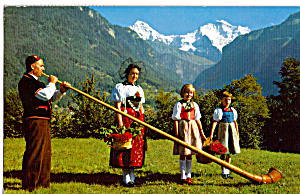 Alphornblaser Mit Trachtengruppe Switzerland P29452