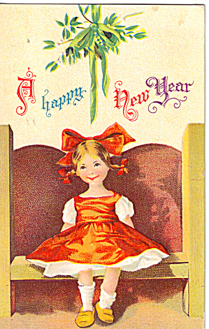 New Years Card With Young Girl In Braids P30266