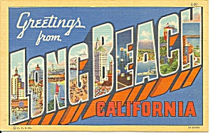 Big Letter Postcard, Long Beach California P31326