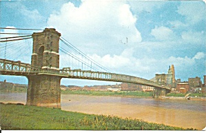 Suspension Bridge Over Ohio River Postcard P33289