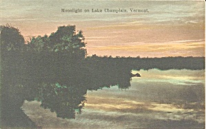 Moonlight On Lake Champlain Vt Vintage Postacard P35481