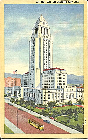 Los Angeles Ca City Hall 1946 Postcard P36040
