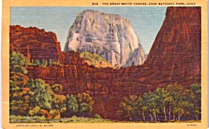 Zion National Park Ut The Great White Throne Postcard P37933