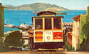 San Francisco Ca Cable Car On Hyde Street Hill Alcatraz P37979