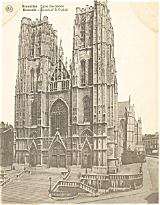 Brussels St Gudule Church Exterior Postcard P4892