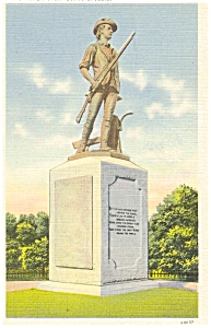 Concord Ma The Minute Man Statue Linen Postcard P6444