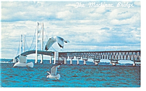 The Mackinac Bridge From The Water Postcard P6482