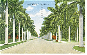 Ft Myers Fl View Of First Street Postcard P8144